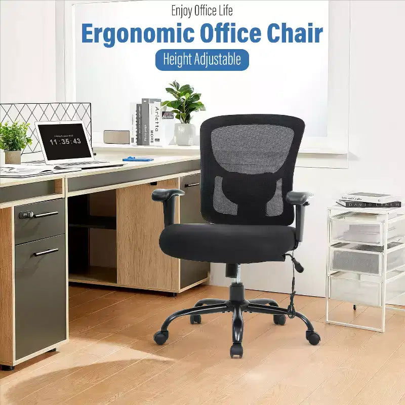 Chaise de bureau FDW grande taille avec support lombaire réglable, capacité de 180 kg et fonction de massage pour adultes