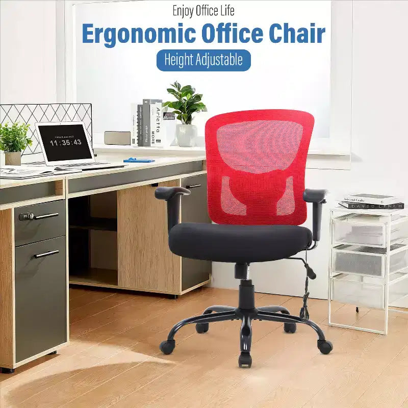 Chaise de bureau FDW grande taille avec support lombaire réglable, capacité de 180 kg et fonction de massage pour adultes