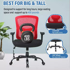 Chaise de bureau FDW grande taille avec support lombaire réglable, capacité de 180 kg et fonction de massage pour adultes