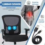 Chaise de bureau FDW grande taille avec support lombaire réglable, capacité de 180 kg et fonction de massage pour adultes