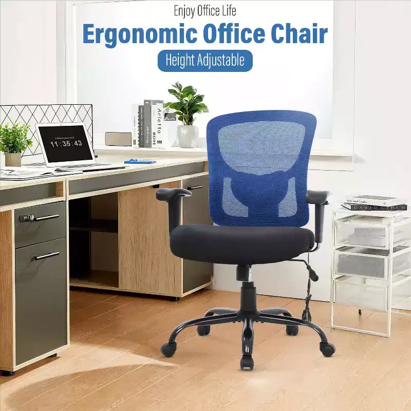 Chaise de bureau FDW grande taille avec support lombaire réglable, capacité de 180 kg et fonction de massage pour adultes