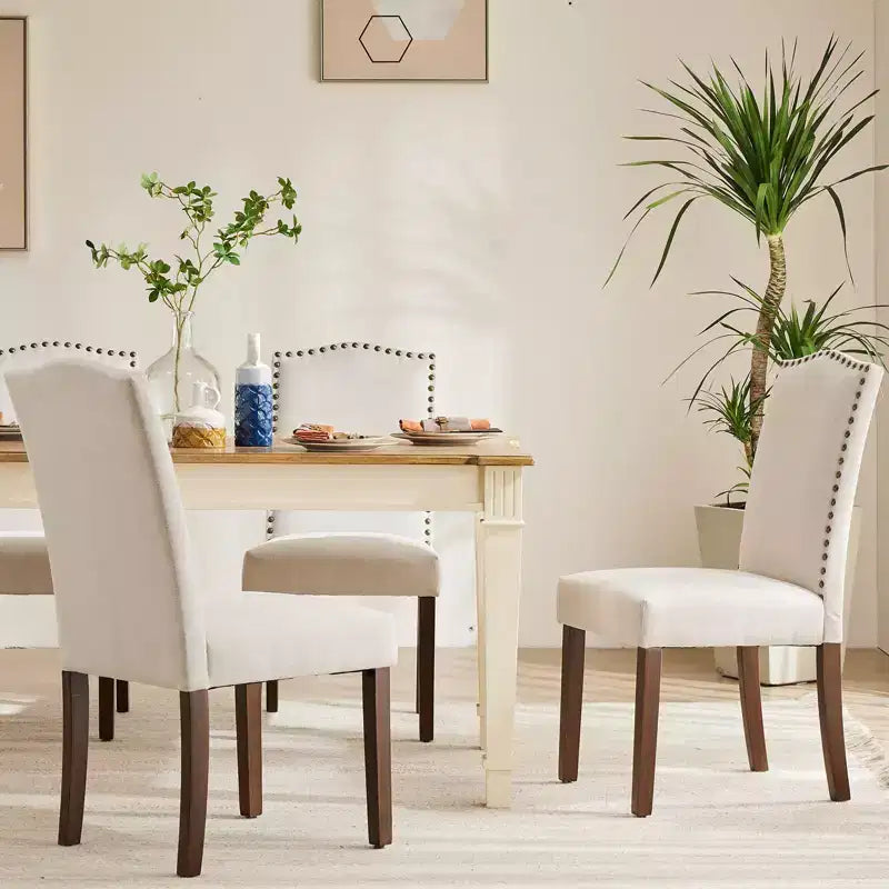 JIONJOY Lot de 4 chaises de salle à manger rembourrées en lin