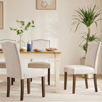 JIONJOY Lot de 4 chaises de salle à manger rembourrées en lin