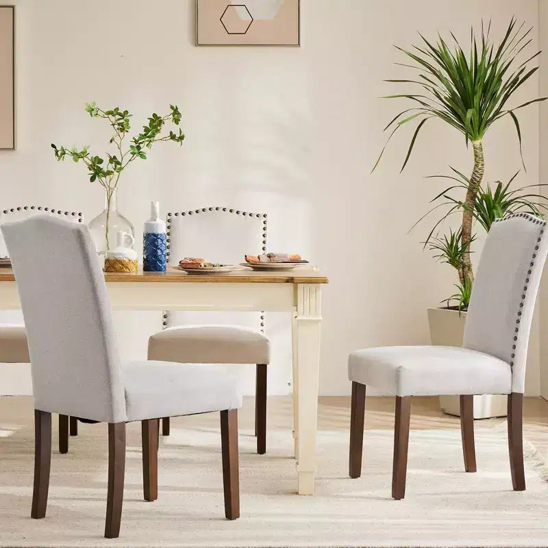 JIONJOY Lot de 4 chaises de salle à manger rembourrées en lin