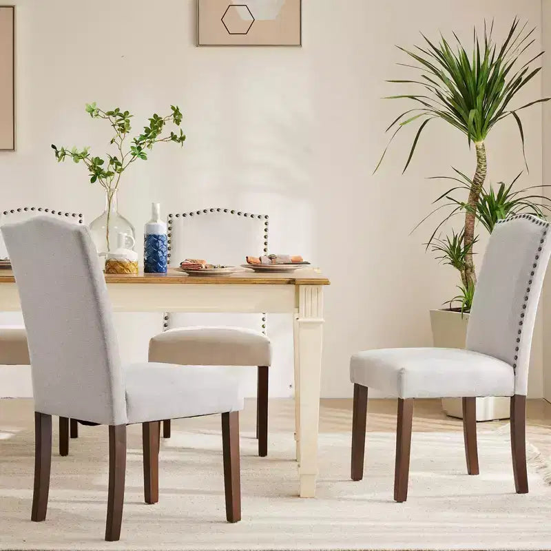 JIONJOY Lot de 4 chaises de salle à manger rembourrées en lin