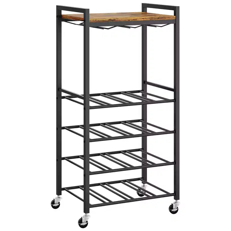 Meuble Bar Roulant à 5 Niveaux avec Range-Verres et Roues