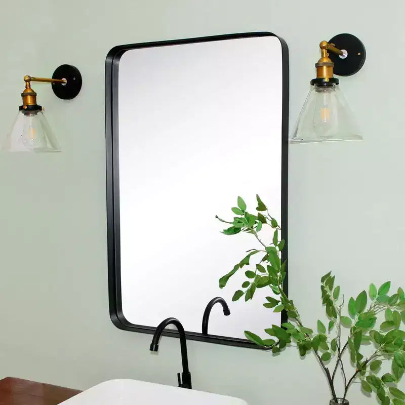Miroir de courtoisie de salle de bain rectangulaire TEHOME Arthers avec cadre en acier inoxydable pivotant, à fixation murale