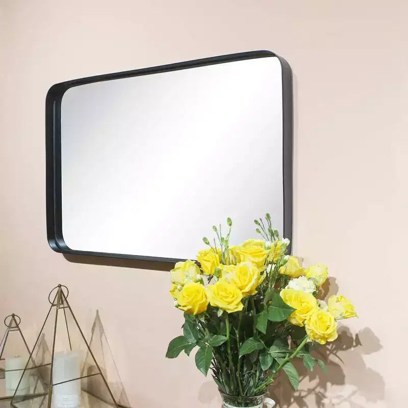 Miroir de courtoisie de salle de bain rectangulaire TEHOME Arthers avec cadre en acier inoxydable pivotant, à fixation murale