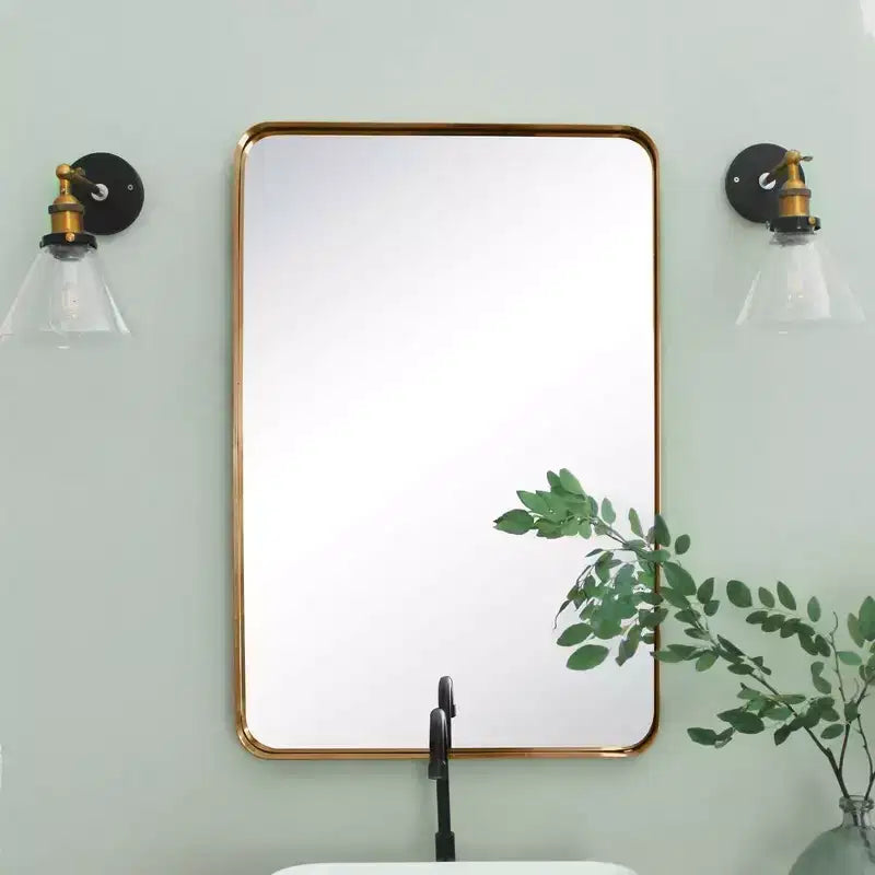 Miroir de courtoisie de salle de bain rectangulaire TEHOME Arthers avec cadre en acier inoxydable pivotant, à fixation murale