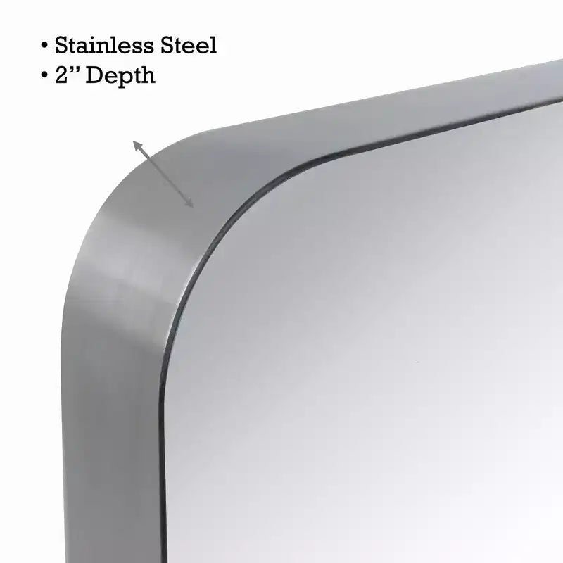Miroir de courtoisie de salle de bain rectangulaire TEHOME Arthers avec cadre en acier inoxydable pivotant, à fixation murale