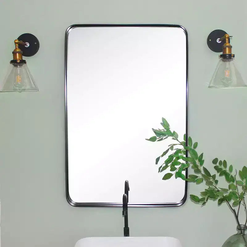 Miroir de courtoisie de salle de bain rectangulaire TEHOME Arthers avec cadre en acier inoxydable pivotant, à fixation murale