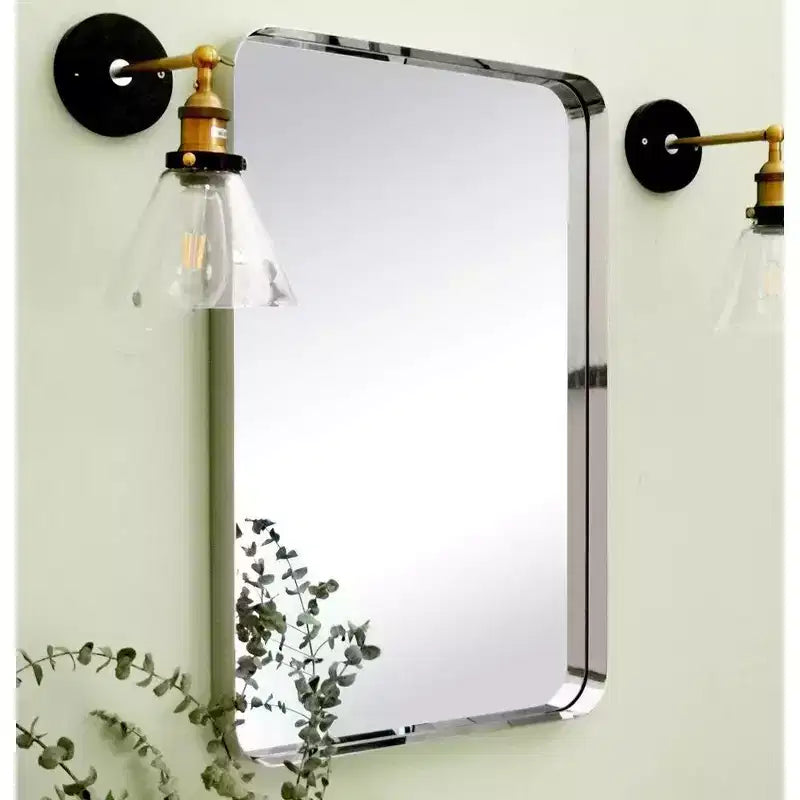Miroir de courtoisie de salle de bain rectangulaire TEHOME Arthers avec cadre en acier inoxydable pivotant, à fixation murale