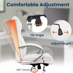 Chaise de bureau FDW de qualité supérieure, chaise d'ordinateur avec dossier haut, support lombaire et revêtement en cuir PU