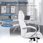 Chaise de bureau FDW de qualité supérieure, chaise d'ordinateur avec dossier haut, support lombaire et revêtement en cuir PU