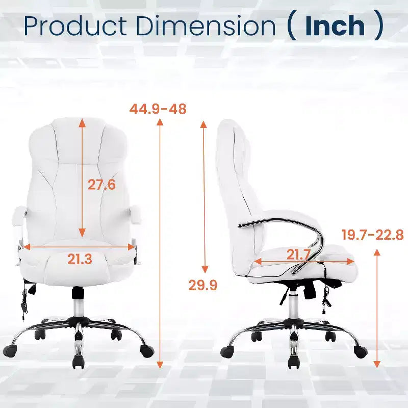 Chaise de bureau FDW de qualité supérieure, chaise d'ordinateur avec dossier haut, support lombaire et revêtement en cuir PU