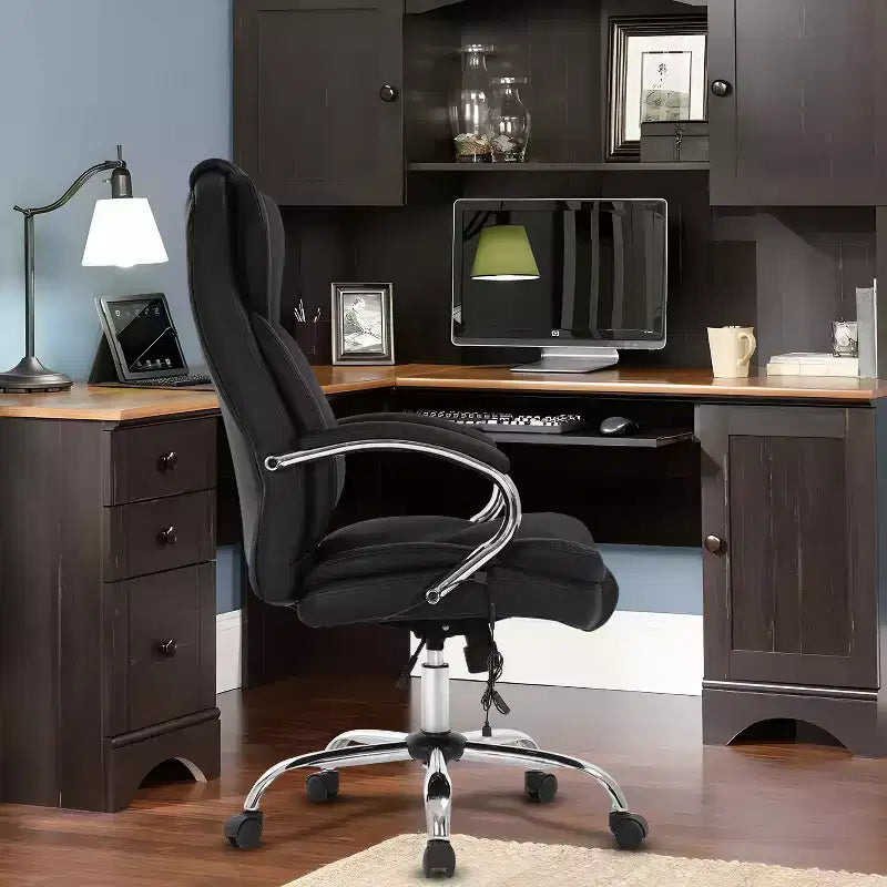 Chaise de bureau FDW de qualité supérieure, chaise d'ordinateur avec dossier haut, support lombaire et revêtement en cuir PU