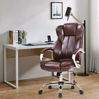 Chaise de bureau FDW de qualité supérieure, chaise d'ordinateur avec dossier haut, support lombaire et revêtement en cuir PU