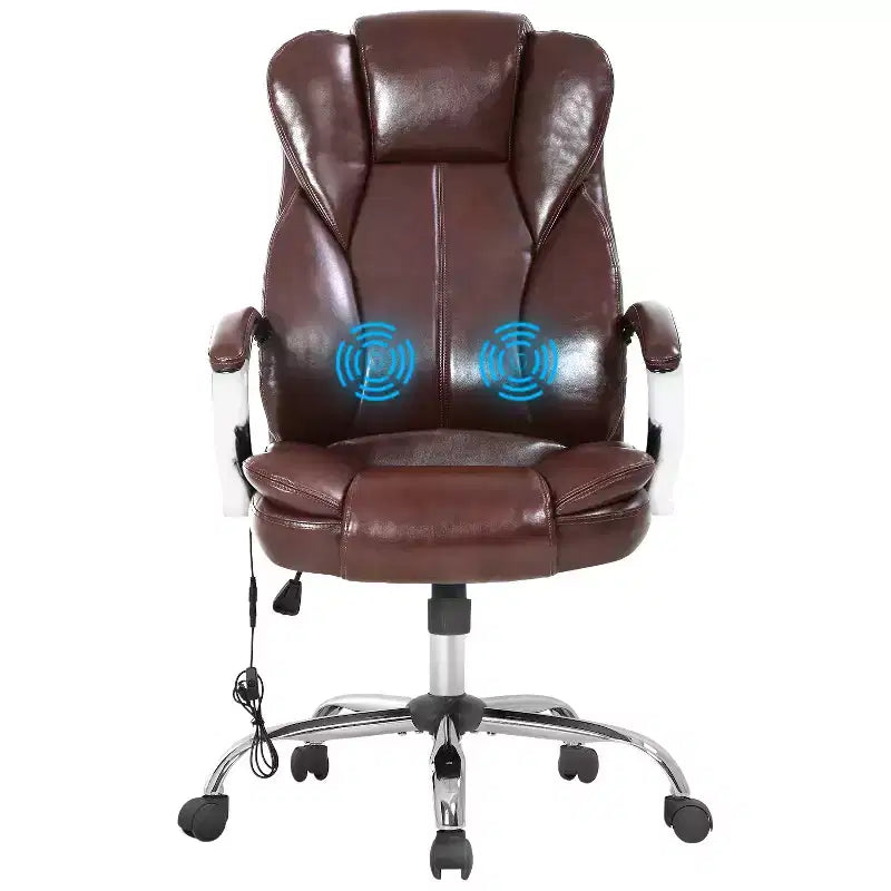 Chaise de bureau FDW de qualité supérieure, chaise d'ordinateur avec dossier haut, support lombaire et revêtement en cuir PU