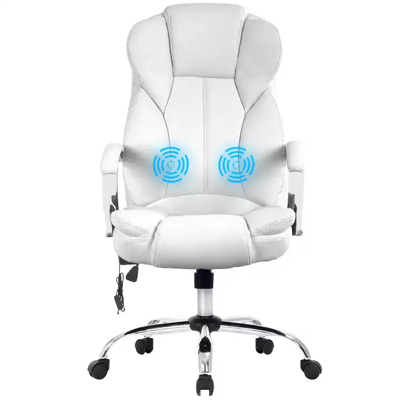 Chaise de bureau FDW de qualité supérieure, chaise d'ordinateur avec dossier haut, support lombaire et revêtement en cuir PU