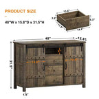 Meuble de rangement de cuisine Hausource à 3 tiroirs, buffet, armoire, porte coulissante de style grange
