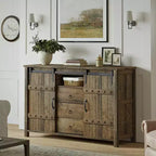 Meuble de rangement de cuisine Hausource à 3 tiroirs, buffet, armoire, porte coulissante de style grange