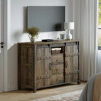 Meuble de rangement de cuisine Hausource à 3 tiroirs, buffet, armoire, porte coulissante de style grange