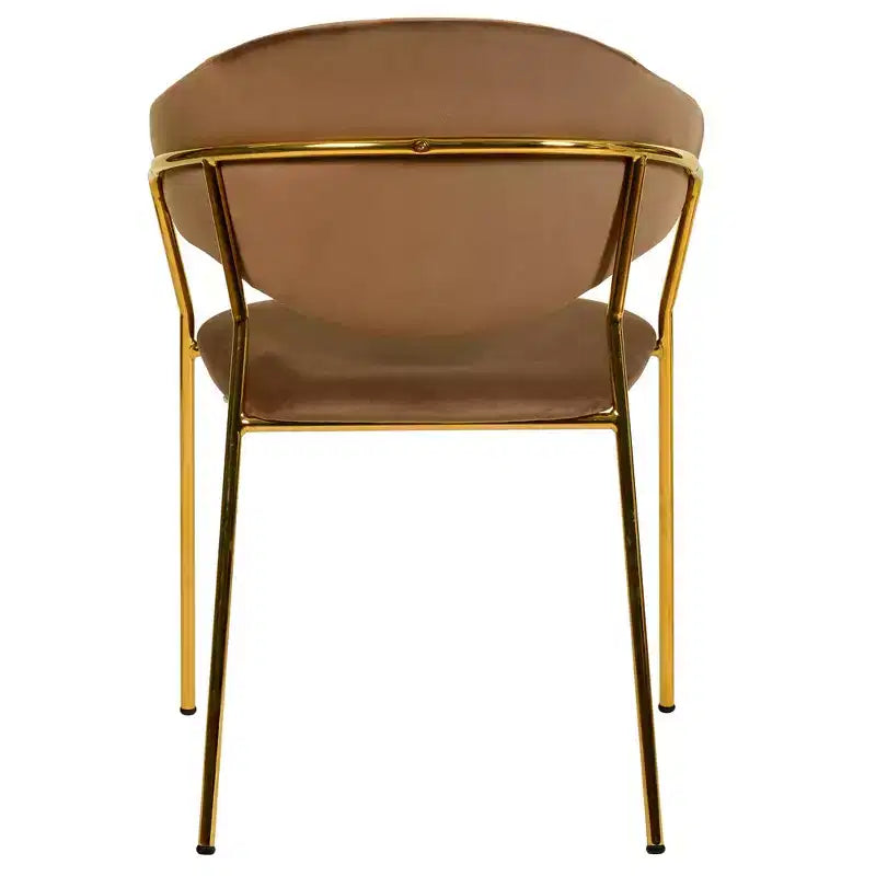 Chaise de salle à manger LeisureMod recouverte de cuir et de velours, assise et dossier rembourrés ergonomiques, piètement en acier inoxydable durable Fauteuil d'appoint Série Bella