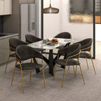 Chaise de salle à manger LeisureMod recouverte de cuir et de velours, assise et dossier rembourrés ergonomiques, piètement en acier inoxydable durable Fauteuil d'appoint Série Bella