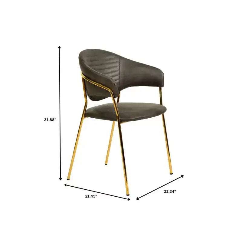 Chaise de salle à manger LeisureMod recouverte de cuir et de velours, assise et dossier rembourrés ergonomiques, piètement en acier inoxydable durable Fauteuil d'appoint Série Bella