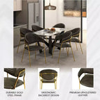 Chaise de salle à manger LeisureMod recouverte de cuir et de velours, assise et dossier rembourrés ergonomiques, piètement en acier inoxydable durable Fauteuil d'appoint Série Bella