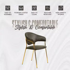Chaise de salle à manger LeisureMod recouverte de cuir et de velours, assise et dossier rembourrés ergonomiques, piètement en acier inoxydable durable Fauteuil d'appoint Série Bella