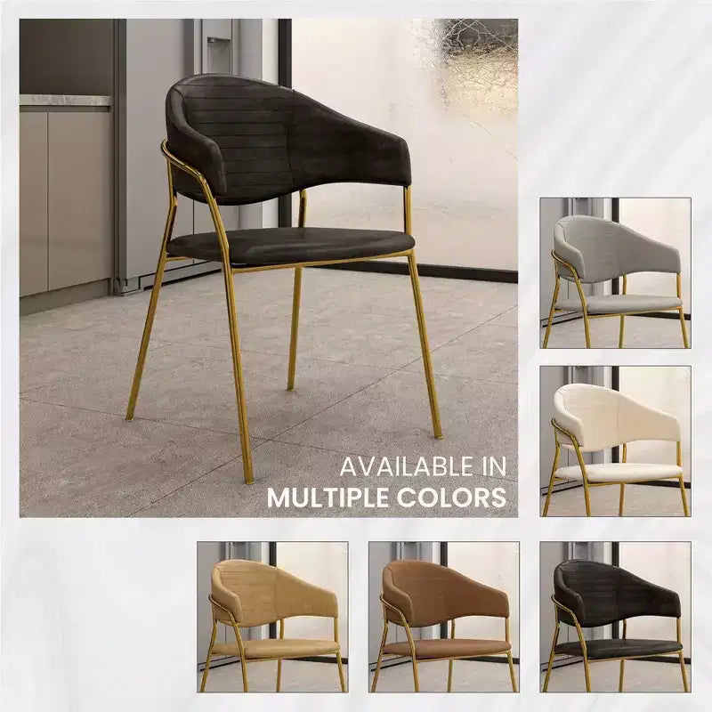 Chaise de salle à manger LeisureMod recouverte de cuir et de velours, assise et dossier rembourrés ergonomiques, piètement en acier inoxydable durable Fauteuil d'appoint Série Bella
