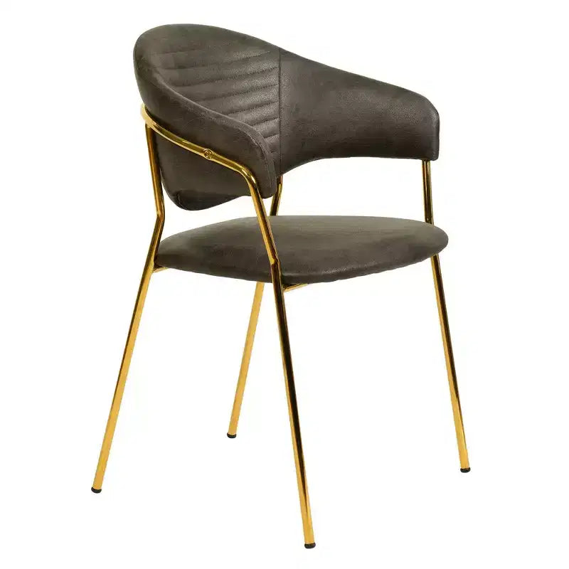 Chaise de salle à manger LeisureMod recouverte de cuir et de velours, assise et dossier rembourrés ergonomiques, piètement en acier inoxydable durable Fauteuil d'appoint Série Bella