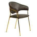 Chaise de salle à manger LeisureMod recouverte de cuir et de velours, assise et dossier rembourrés ergonomiques, piètement en acier inoxydable durable Fauteuil d'appoint Série Bella
