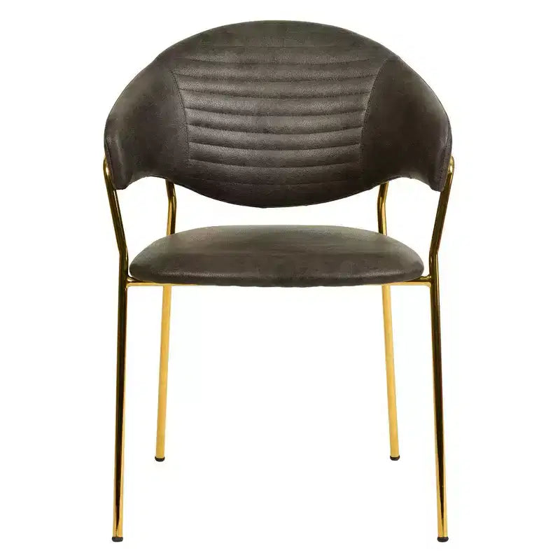 Chaise de salle à manger LeisureMod recouverte de cuir et de velours, assise et dossier rembourrés ergonomiques, piètement en acier inoxydable durable Fauteuil d'appoint Série Bella