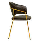 Chaise de salle à manger LeisureMod recouverte de cuir et de velours, assise et dossier rembourrés ergonomiques, piètement en acier inoxydable durable Fauteuil d'appoint Série Bella