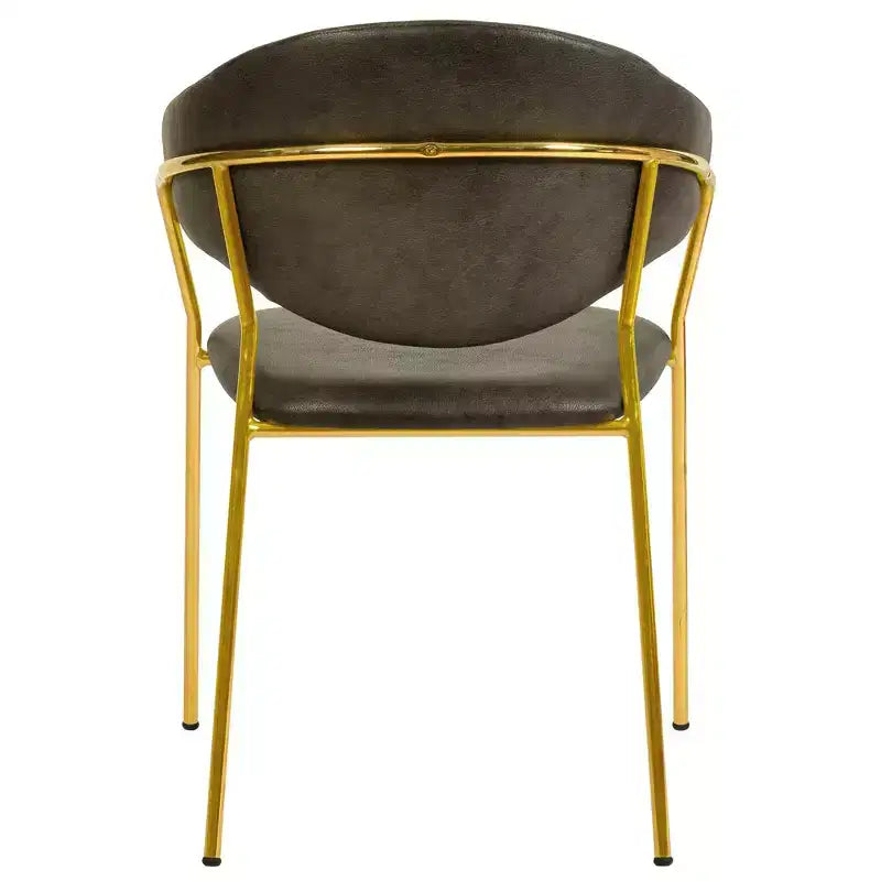 Chaise de salle à manger LeisureMod recouverte de cuir et de velours, assise et dossier rembourrés ergonomiques, piètement en acier inoxydable durable Fauteuil d'appoint Série Bella