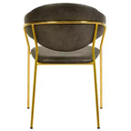 Chaise de salle à manger LeisureMod recouverte de cuir et de velours, assise et dossier rembourrés ergonomiques, piètement en acier inoxydable durable Fauteuil d'appoint Série Bella