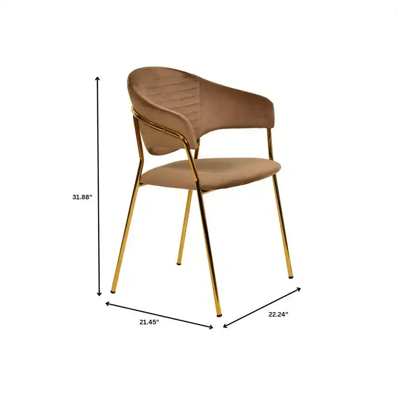 Chaise de salle à manger LeisureMod recouverte de cuir et de velours, assise et dossier rembourrés ergonomiques, piètement en acier inoxydable durable Fauteuil d'appoint Série Bella