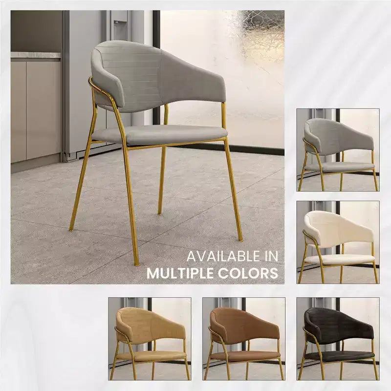 Chaise de salle à manger LeisureMod recouverte de cuir et de velours, assise et dossier rembourrés ergonomiques, piètement en acier inoxydable durable Fauteuil d'appoint Série Bella