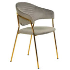 Chaise de salle à manger LeisureMod recouverte de cuir et de velours, assise et dossier rembourrés ergonomiques, piètement en acier inoxydable durable Fauteuil d'appoint Série Bella