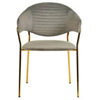 Chaise de salle à manger LeisureMod recouverte de cuir et de velours, assise et dossier rembourrés ergonomiques, piètement en acier inoxydable durable Fauteuil d'appoint Série Bella
