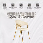 Chaise de salle à manger LeisureMod recouverte de cuir et de velours, assise et dossier rembourrés ergonomiques, piètement en acier inoxydable durable Fauteuil d'appoint Série Bella