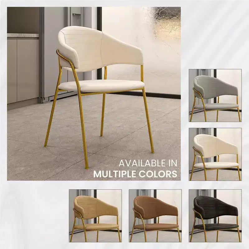 Chaise de salle à manger LeisureMod recouverte de cuir et de velours, assise et dossier rembourrés ergonomiques, piètement en acier inoxydable durable Fauteuil d'appoint Série Bella