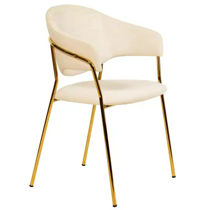 Chaise de salle à manger LeisureMod recouverte de cuir et de velours, assise et dossier rembourrés ergonomiques, piètement en acier inoxydable durable Fauteuil d'appoint Série Bella