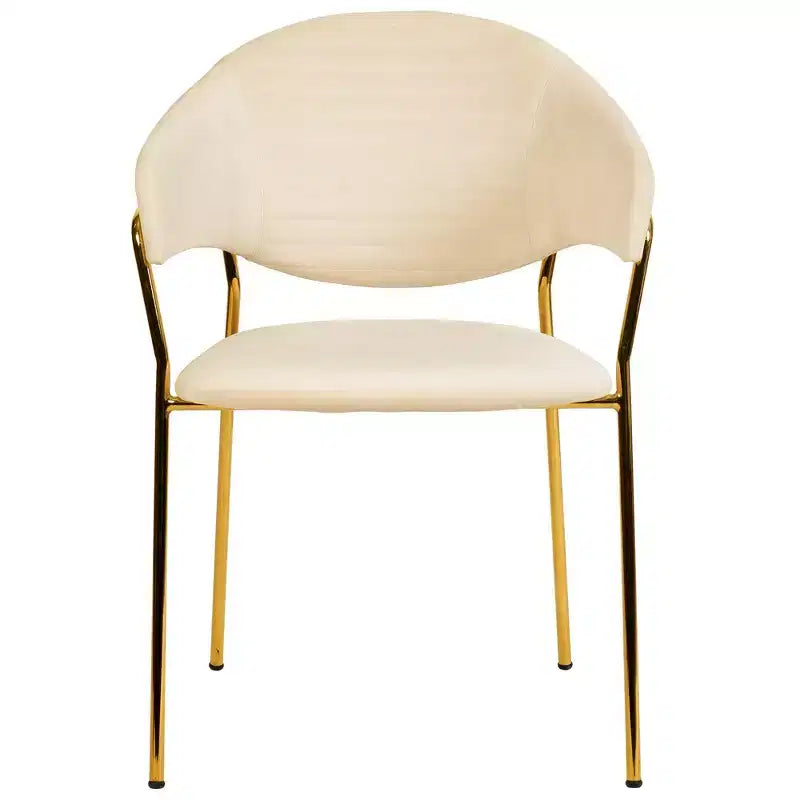 Chaise de salle à manger LeisureMod recouverte de cuir et de velours, assise et dossier rembourrés ergonomiques, piètement en acier inoxydable durable Fauteuil d'appoint Série Bella
