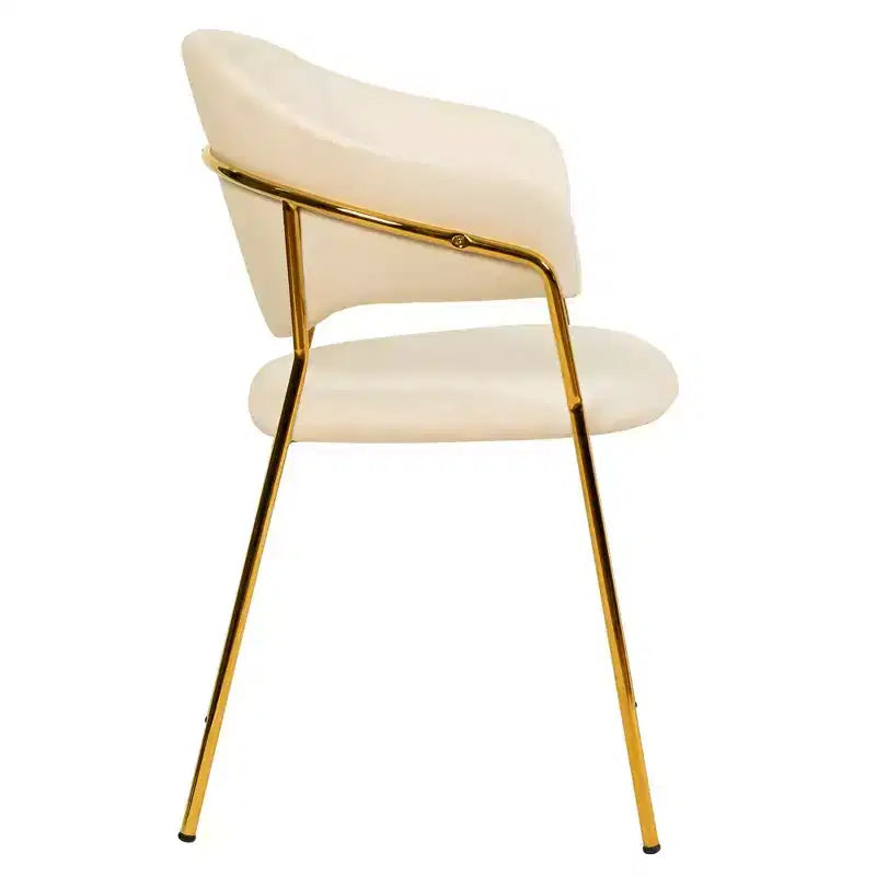 Chaise de salle à manger LeisureMod recouverte de cuir et de velours, assise et dossier rembourrés ergonomiques, piètement en acier inoxydable durable Fauteuil d'appoint Série Bella