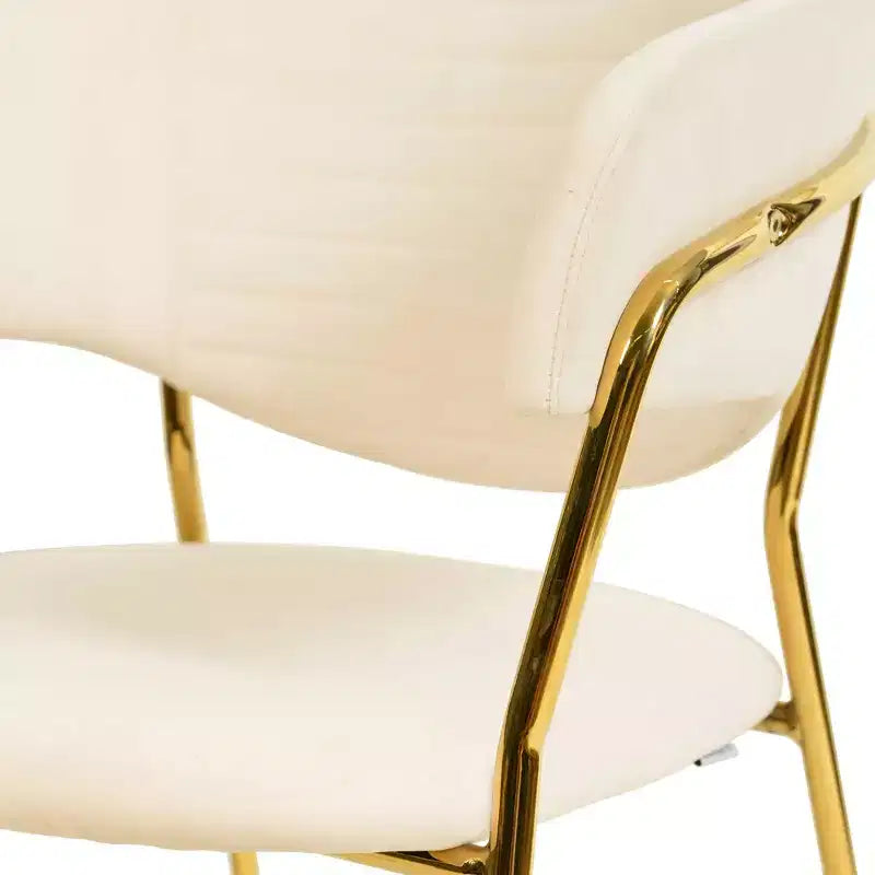 Chaise de salle à manger LeisureMod recouverte de cuir et de velours, assise et dossier rembourrés ergonomiques, piètement en acier inoxydable durable Fauteuil d'appoint Série Bella