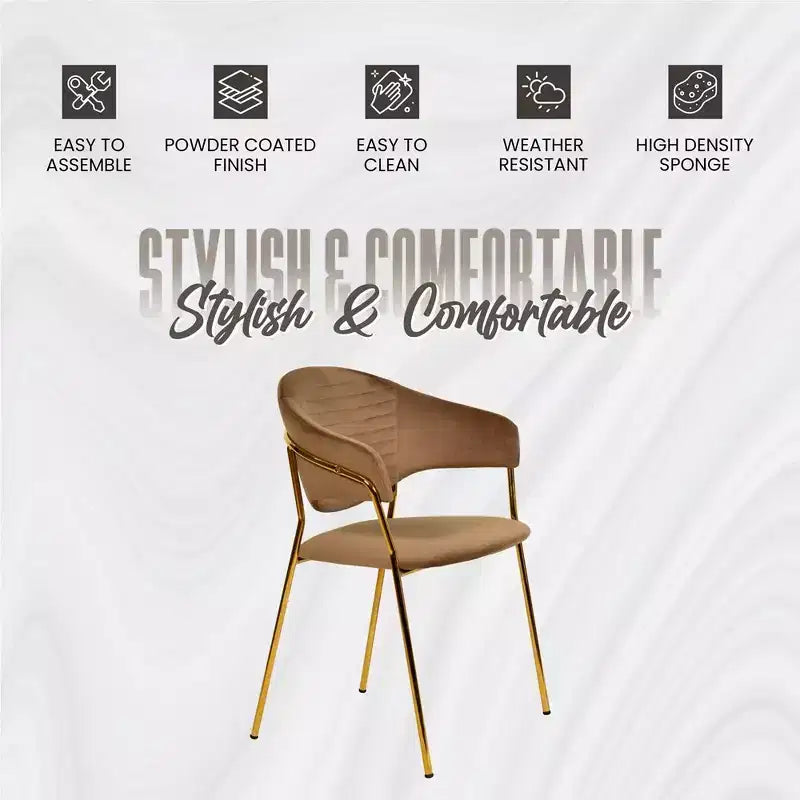 Chaise de salle à manger LeisureMod recouverte de cuir et de velours, assise et dossier rembourrés ergonomiques, piètement en acier inoxydable durable Fauteuil d'appoint Série Bella