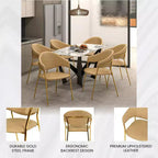 Chaise de salle à manger LeisureMod recouverte de cuir et de velours, assise et dossier rembourrés ergonomiques, piètement en acier inoxydable durable Fauteuil d'appoint Série Bella